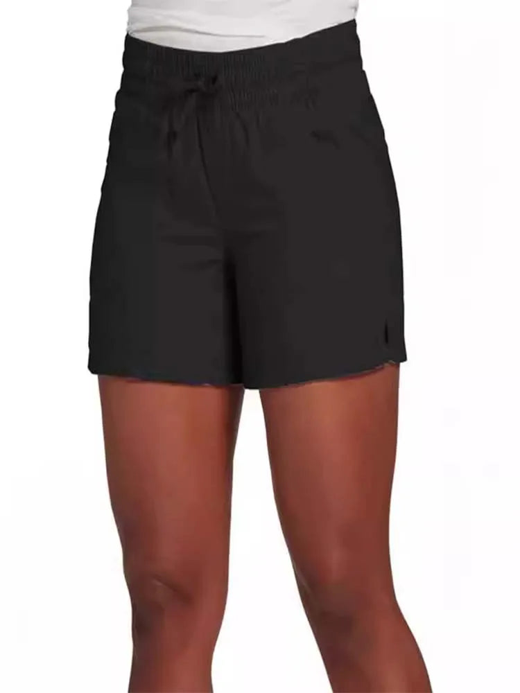 Women's High Waist Lace Up Shorts Casual Straight Pants Comfortable Monochromatic Summer New 2022