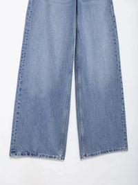 Women's Basic Hundred Jeans New Fashion Asymmetric Design High Waist Wide Leg Trousers Casual Women's Straight Leg Jeans