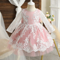 Toddler Baby Girls 1st Birthday Baptism Dresses Embroidered Elegant  Princess Party Gown First Communion Infant Kids Lace Dress