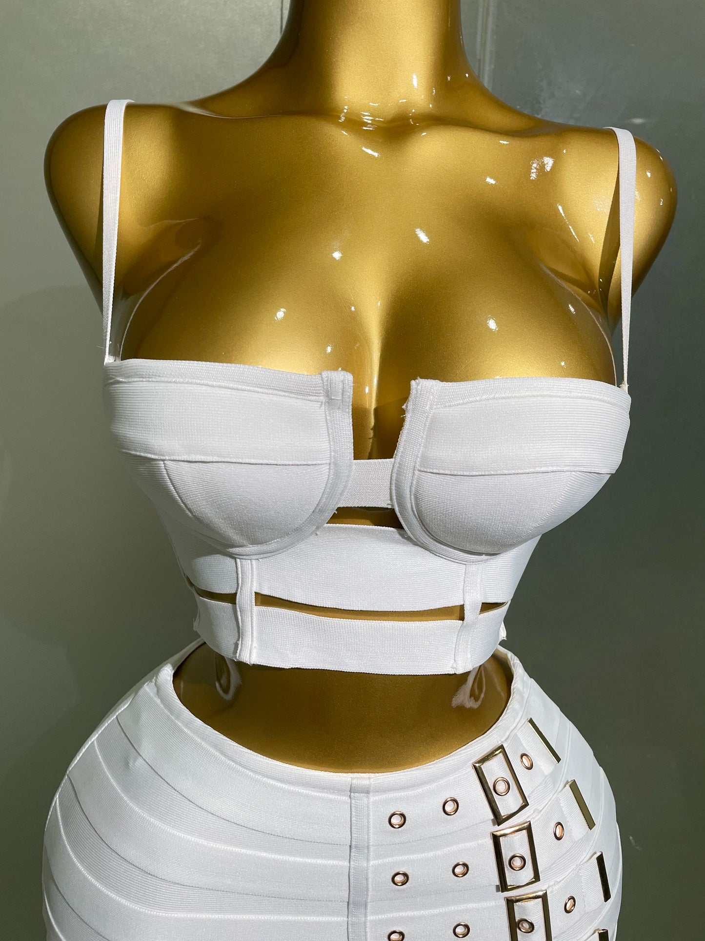 2025 New Arrival High Quality Women Sexy Bandage Tops Fashion Pencil Skirts Set Nightclub Party Celebrate Women's Set