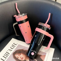 1200ml 304 stainless steel insulated cup, ice cup, large capacity portable straw cup, can keep hot water and can keep ice