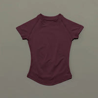 HISTELLO Sport Short Sleeve Top Women Gym Yoga Top Workout Clothes Sports T Shirt Fitness Activewear Running Tight Tops