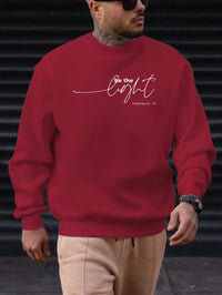 Men's Sweatshirt 2025 New Arrival Minimalist Cozy Relaxed Fit Elegant Calligraphy “Be the Light” Matthew 5:14 Quote Top