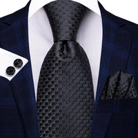 Hi-Tie Blue Business Solid 100% Silk Men&#39;s Tie NeckTie 8.5cm Ties for Men Formal Luxury Wedding High Quality Gravata