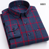 Pure Cotton Men's Plaid Shirt Long Sleeve Regular Fit Men Casual Oversized Shirt Leisure Autumn Male Blouse New Plus Size