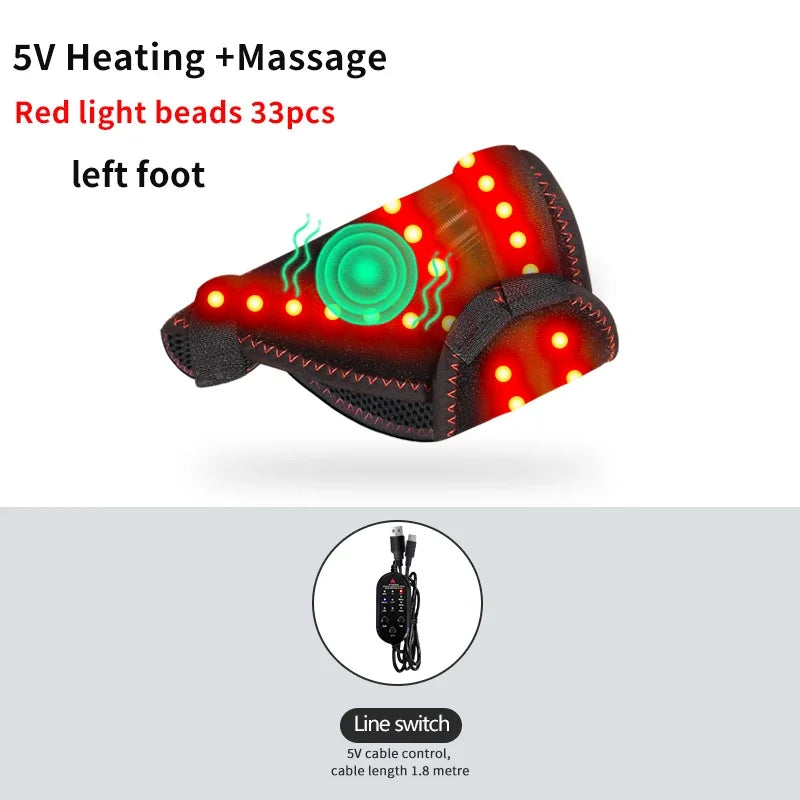 Carbon Fiber Portable Red Light Electric Heating Foot Protector - Vibration Massage Relieves Foot Numbness, Stiffness and Pain