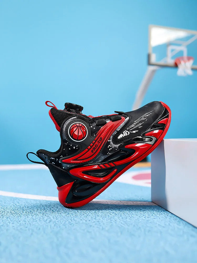 A pair of children's four-season leather high-top basketball shoes, wear-resistant basketball shoes, sizes 31-40，YZ-L833