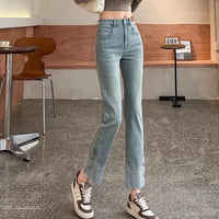 Woman Jeans High Waist Straight Leg Denim Pants for Women  Fitted Vintage Chic and Elegant Unique 90s Teenagers Vibrant Trousers