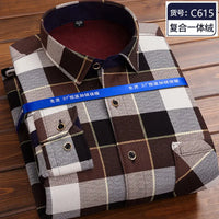 Autumn and Winter Men's Long-sleeved Fleece Shirt Thermal Shirt Plaid Jacket Clothes Men's Clothing Streetwear Men Shirts