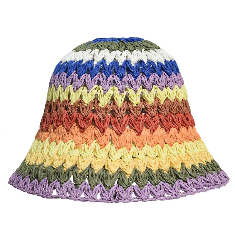 Women's Foldable Straw Hat Summer Outdoor Beach Travel Fisherman Hat Sunscreen UV Protection Sunhat Wide Brim Panama Bucket Caps
