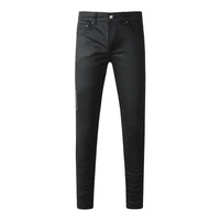 Fashion Top Quality Streetwear Distressed Men's Jeans  Vintage Low Rise Stretch Skinny Button Fly Ripped Hold Pants