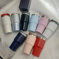 30OZ 304 Stainless Steel Insulated Cup Large Capacity Straw Coffee Travel Cup Cold and Heat Keeping Car Cup Thermos Tumbler