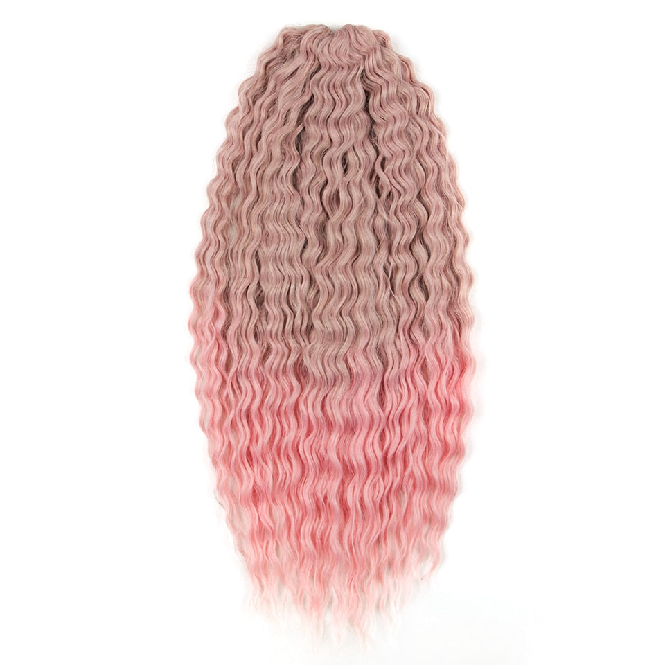 Ariel Curl Hair Water Wave Twist Crochet Hair Synthetic Braid Hair Ombre Blonde Pink 22 Inch