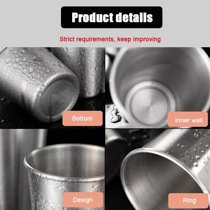 Stainless Steel Gold Cups 300ML Insulated Metal Cup 304 Drinking Beer Mug Metal Travel Drink Cup