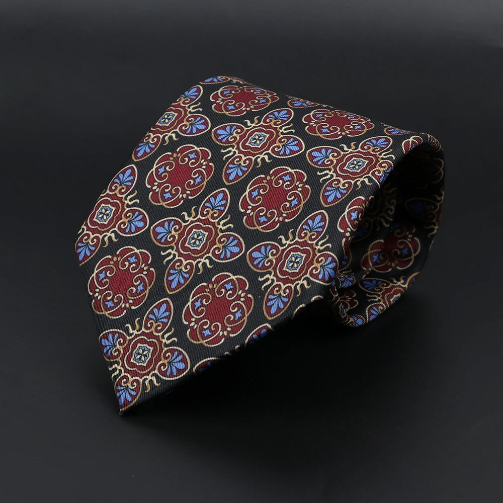 Vintage Men's Tie Geometry Paisley Khaki Blue Necktie Soft Chic Bohemian Print 9cm Ties For Men Wedding Business Daily Accessory