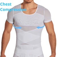 Mens Mesh Shirts Body Shaper Short Sleeve Compression Belly Slimming Undershirt Shapewear Workout Abs Abdomen Tummy Control Tops