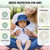 Children Fisherman Sun Hat Unisex UPF 50+ Sun Protection Outdoor Beach Hat Mesh Breathable Dinosaur Print Wide Brim Bucket Hat
