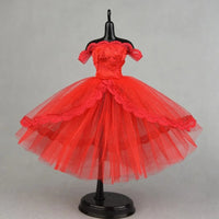 Dress Up Doll Dress Evening Party Prom Dress Lace Dolls Clothes Mini Black Tutu Dotted Doll Princess Dress Doll Accessories