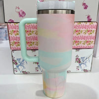 Stainless Steel Vacuum Insulated Car Cup with Dual Straw Lid, Thermal Icy Travel Handle 40oz New