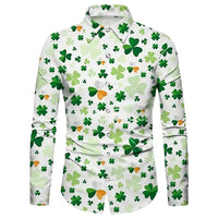 New men's clown pattern 3D printed shirt with clover high-quality fashion casual long sleeved shirt and lapel top