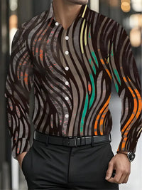 Men's Leopard Printed Shirt Vintage Outdoor Casual Holiday Lapel 3D Printed Lapel Shirt Blue Purple Brown