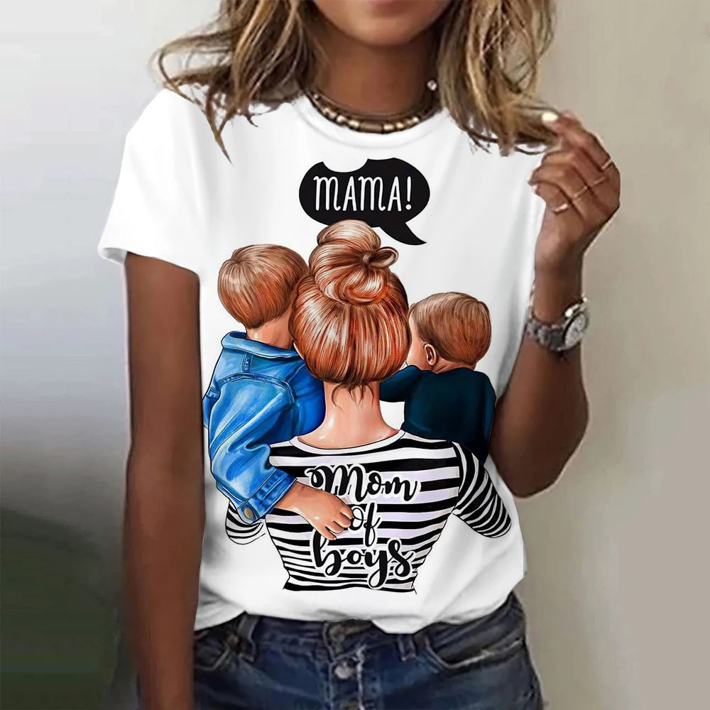 Mother's Day gift Top Women's T-shirt For Women The Best Mom 3D Printed T-Shirt Summer Casual Short Sleeve Women's Clothing