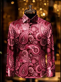 Men's retro gorgeous long-sleeved shirt gold pattern 3D printed shirt Hawaiian vacation wedding party shirt quick-drying for You