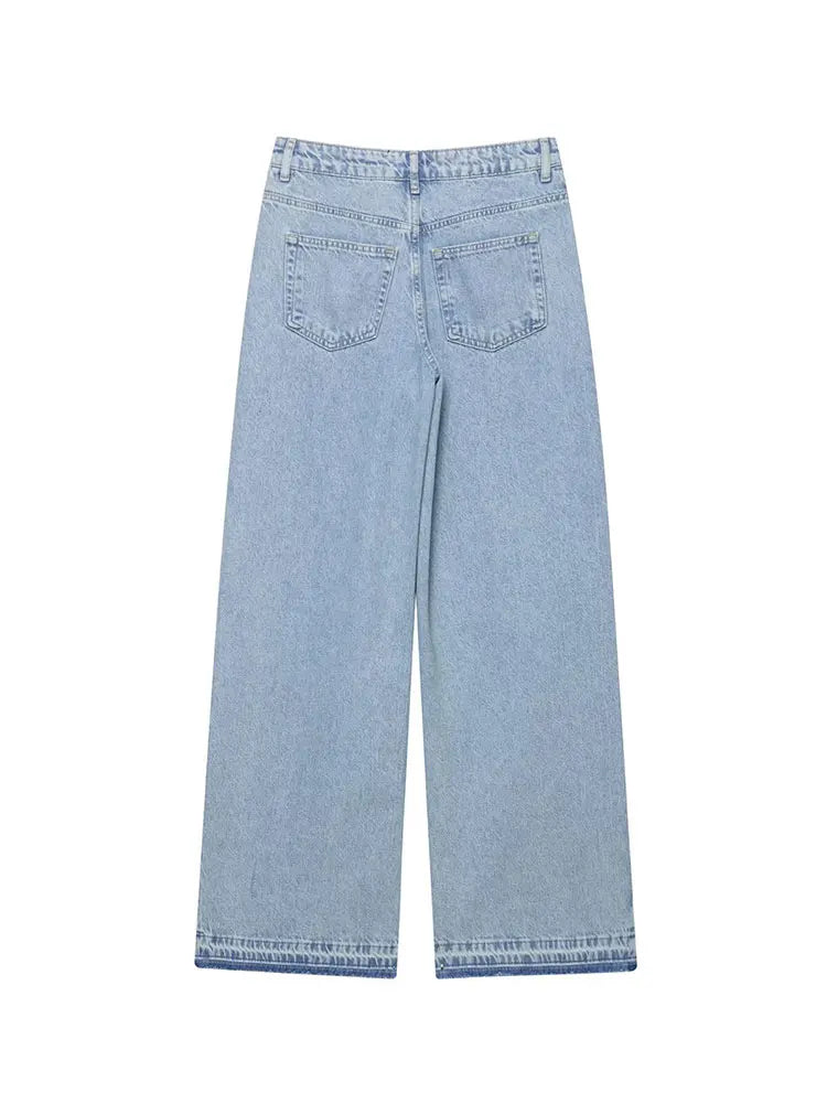 HH Jeans For Women New Fashion Crocheted Patchwork Denim Pants High Waist Zipper Fly Trousers High Street Lady Chic Jeans