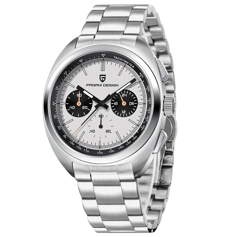 PAGANI DESIGN 2024 Retro Luxury Men's Watches Sports Chronograph VK63 Quartz Watch For Men AR Sapphire Waterproof Leather Clock