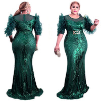 MD African Wedding Party Evening Gown Turkey Dresses For Women Luxury Sequin Bodycon Mermaid Dress Clothing Robe Africaine Femme