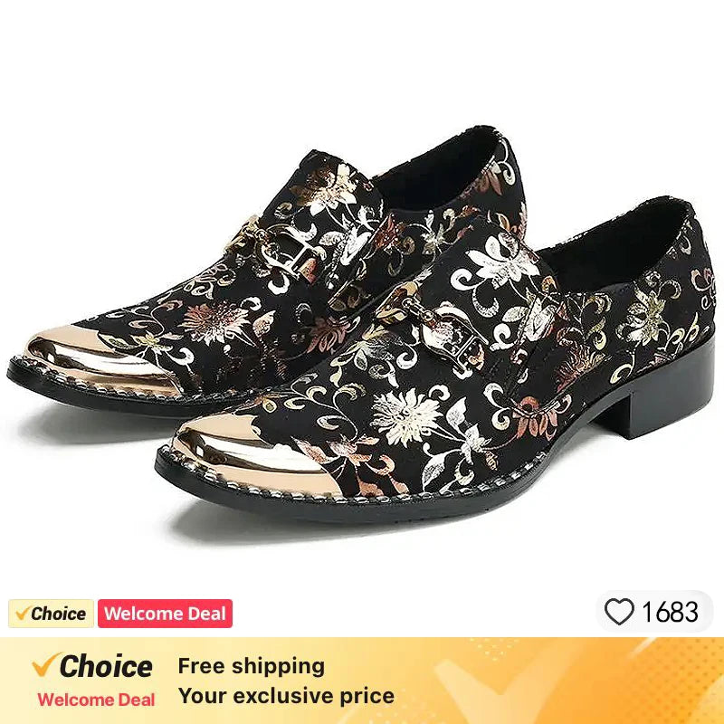 Spring/Autumn Men's Genuine Leather Pointed Toe Slip-On Brown Business Office Wedding For Men Flats Shoes