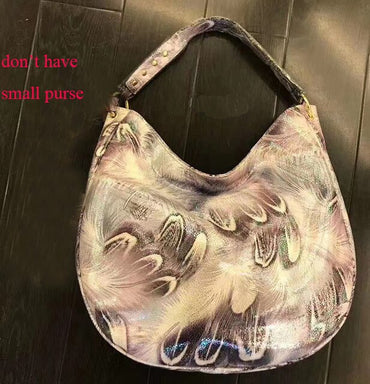 Arliwwi Brand Designer High Quality Women Fashion Synthetic Leather Hobos Handbags Female Flower Embossed Large Bags New PY02-1