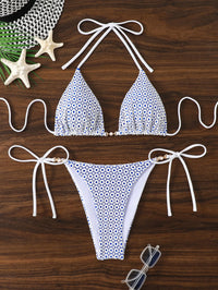 2025 Strap Bikini Swimsuit Mesh Lace Backless Strap Triple Bikini