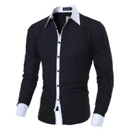 Men Long Sleeve Shirt 2025 Spring Striped Shirts Slim Fit Male Casual Social Patchwork Shirt Turn-down Collar Camisa Masculina