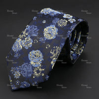 Novelty Men's Tie Floral Rose Constellation Designed Wave Lines Pattern Red Blue Green Neckties Fit Party Dinner Wedding Cravat