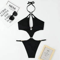 Women Monokini Comfy Solid Color Beachwear Hollow One-piece Beach Swimsuit Swimwear Accessories Women's Swimsuit Bikini 2023