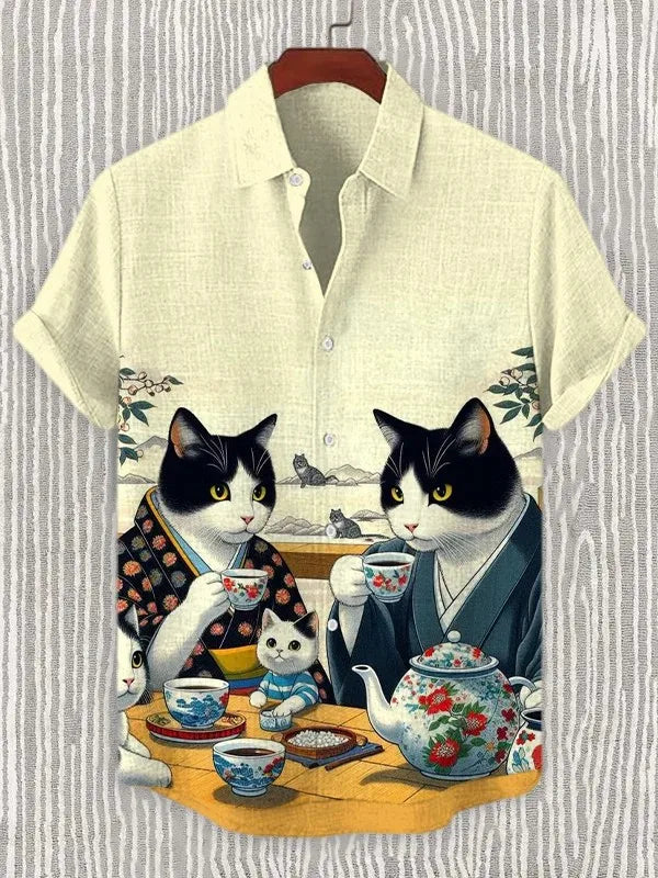 Fashion Men's Hawaiian Graphics Shirt Short Sleeved Button Down Lapel Shirt For Summer Oversized Tops  Casual Shirts For Men