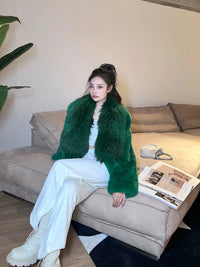 Furyoume Women Coat Real Rex Rabbit Fur Jacket With Natural Raccoon Fur Collar Women Winter Outerwear Chinchilla Fur Overcoat