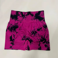 Women Gym Tie Dye Scrunch Shorts Fitness Seamless Nylon High Waist Sports Leggings Stretch Yoga Pants Workout Running Tights