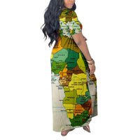 Summer Sexy Women Long Dress Female Casual Streetwear Robe Girl's Loose World Map Print Vestidos Lady's Maxi Dresses