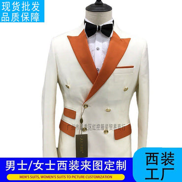 2023 Double-breasted Six-button Two-piece Full Men's Suit