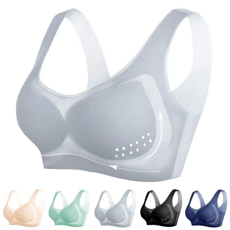 Women's Summer Ultra-thin Sports Bra Ice Silk Seamless Underwear Comfortable Sports No Steel Ring Underwear Plus Size M-4XL