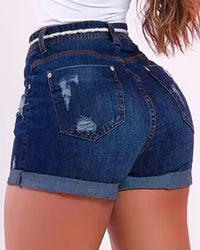 Wepbel Lace-up Zip Short Jeans Women Patchwork Ripped Skinny Denim Short Pants Summer Zipper Design Ripped Denim Shorts