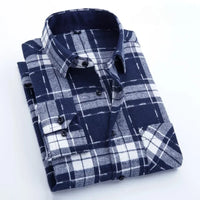 New in shirt fashion korean popular 40%cotton long-sleeve shirts for men slim fit plain shirt streetwear Casual plaid clothes