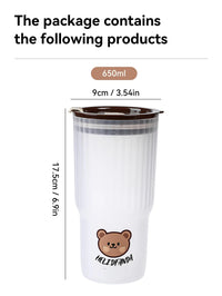 WORTHBUY Cute Bear Plastic Water Cup Large Capacity Water Bottle Travel Leak-proof Tumbler With Lid Portable Milk Coffee Cups