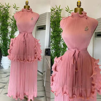 Miyake Pleated Dress Women Round Neck Sleeveless Solid Color Loos Style Patchwork New Tide 2025 Dresses