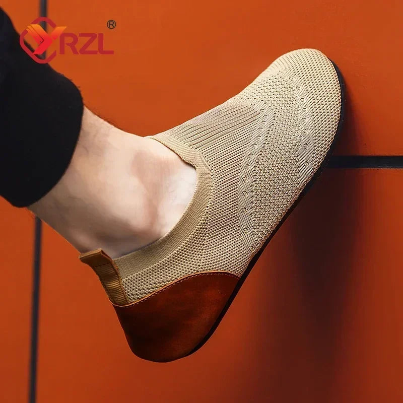YRZL 2024 Knitted and Leisure Men Shoes Light Loafers Men's Shoes Flats Bottom Driving Walking Male Shoe Slip on Lazy Man Shoes