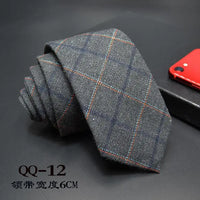 Mens Ties 6cm Classic Cotton Handmade Skinny Neck Ties for Men Striped Narrow Collar Slim Cashmere Tie Casual Plaid Tie For Man