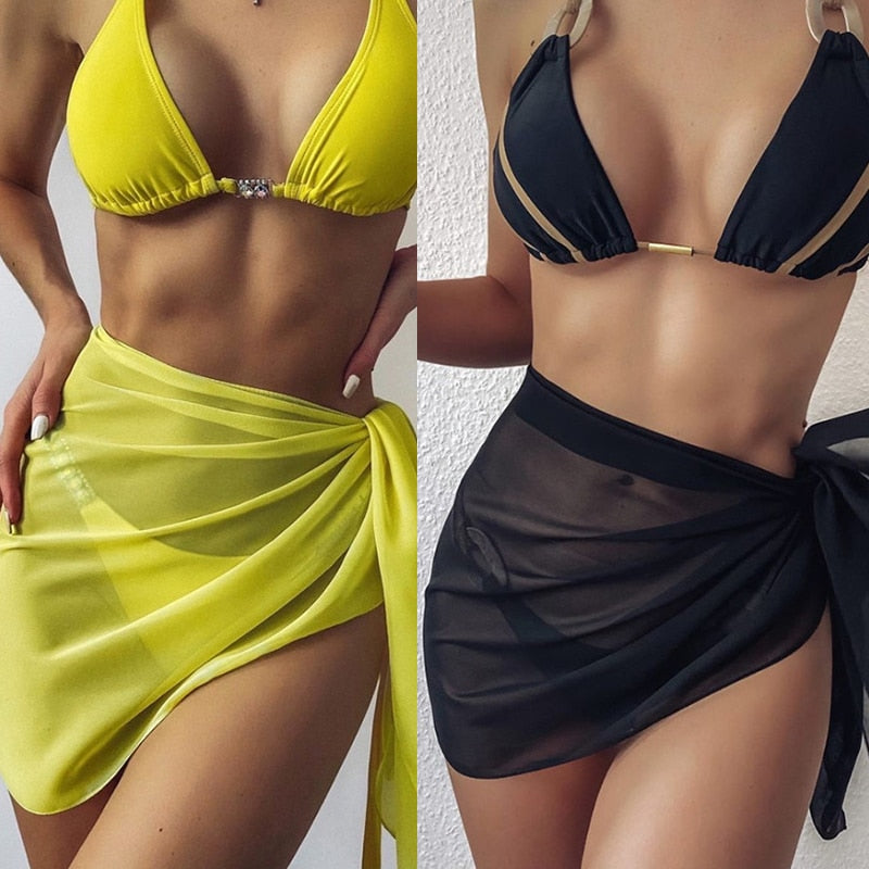 New Chiffon Bikini Cover-Ups For Women Swimsuit Sheer Wrap Scarf Beachwear Summer Beach Outfits Bikini Cover Up Beach Dress 2023