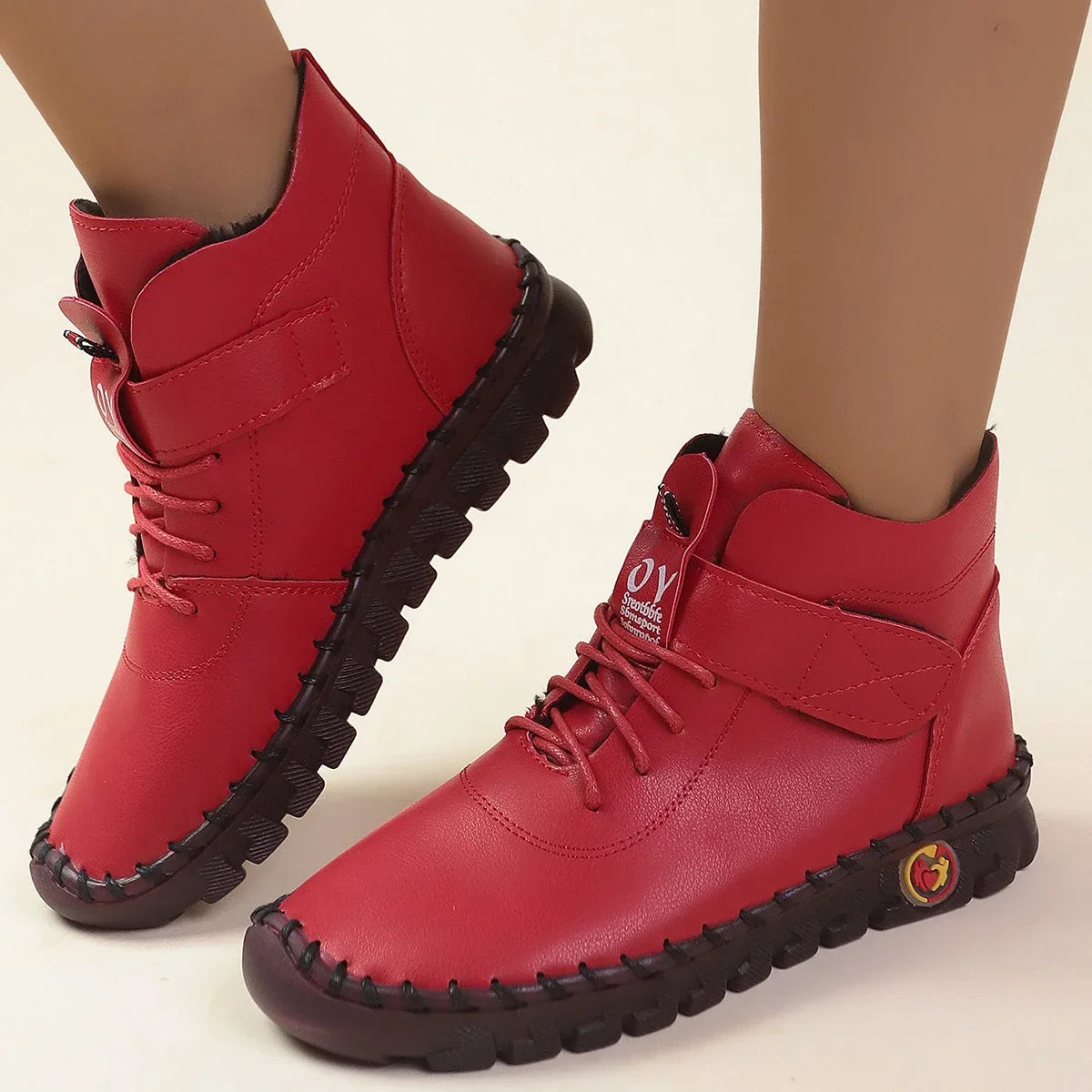 2024 New Fur Thick Boots Women Short Leather Boots Women's Furry Orthopedic Shoes Women Winter Waterproof Snow Boots Botas Mujer